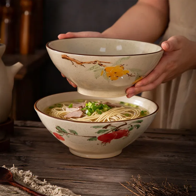 复古陶瓷面碗家用釉下彩大容量拉面碗汤碗斗笠碗螺蛳粉碗泡面碗
