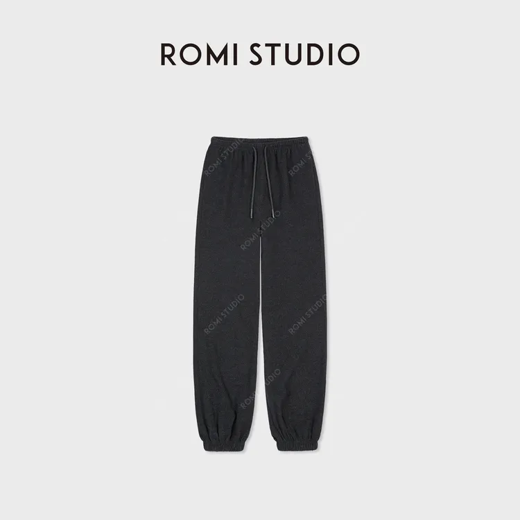 ROMI STUDIO“松弛有度”绵羊毛混纺软糯休闲抽绳束脚裤RWCAX86826