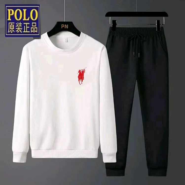 保罗刺绣卫衣套装男女同款时尚印花圆领百搭春秋打底ins套头休闲