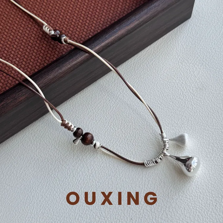 非金属棉绳项链 [双铃]手工气质时尚百搭简约轻奢坠链