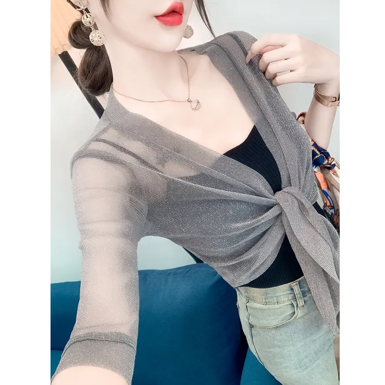 2025夏季新款薄款网纱披肩女时尚搭配裙子小开衫宽松显瘦外搭罩衫