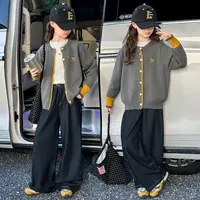 女童秋装新款开衫毛衣打底衫牛仔裤套装中大童韩系潮流休闲穿搭潮