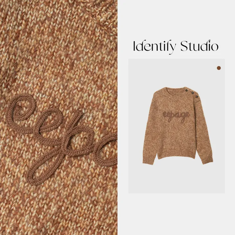 IDENTIFY冬季新款字母刺绣羊驼毛圆领羊毛衫25AWN111808