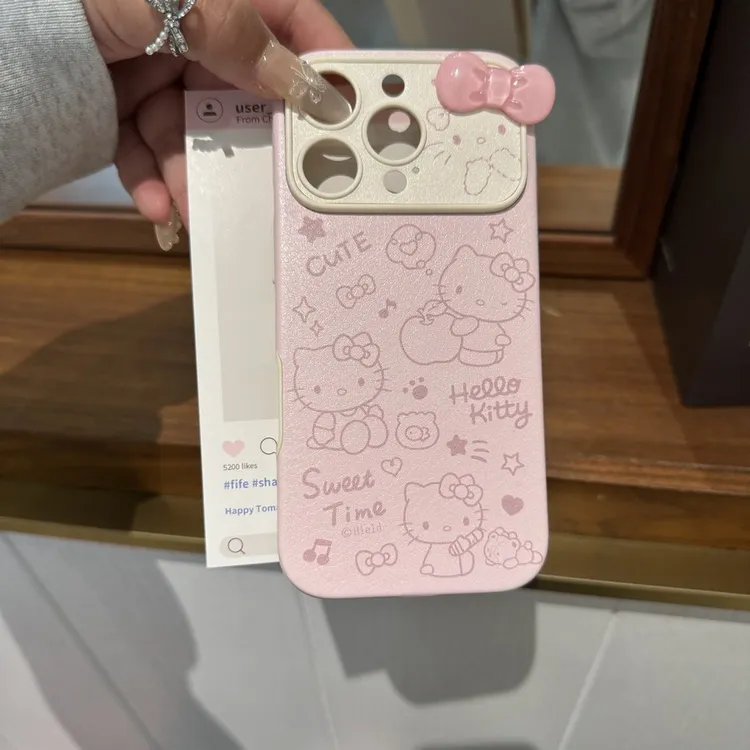 卡通可爱立体蝴蝶结kitty猫适用苹果16promax手机壳iPhone15新款
