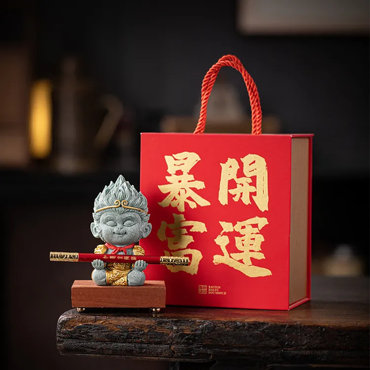 禅意悟空笔架笔搁茶宠摆件礼盒高级感礼物大圣茶室家居书房装饰品