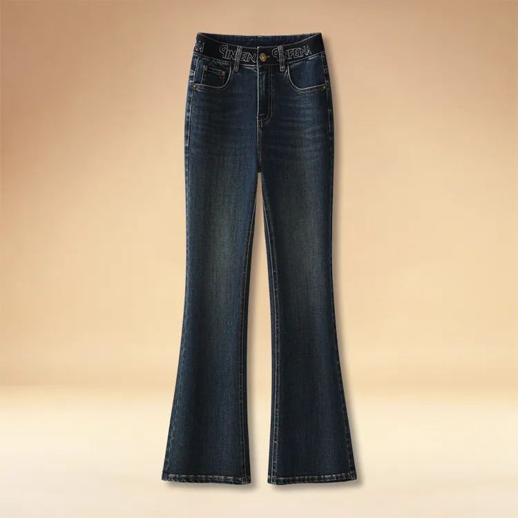 时尚复古微喇牛仔裤女2025春季新款高腰修身显瘦显高百搭喇叭裤子