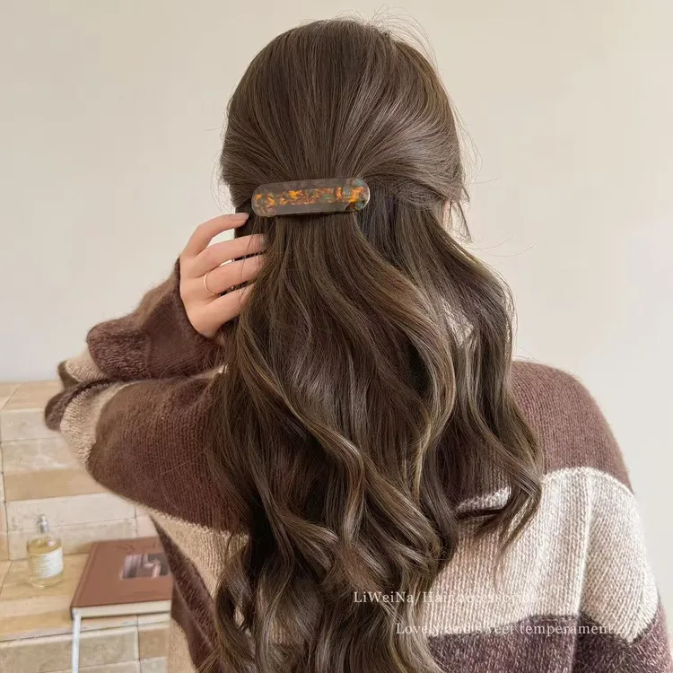 简约气质一字夹高级感弹簧夹半扎发低马尾发夹洋气发卡女发饰
