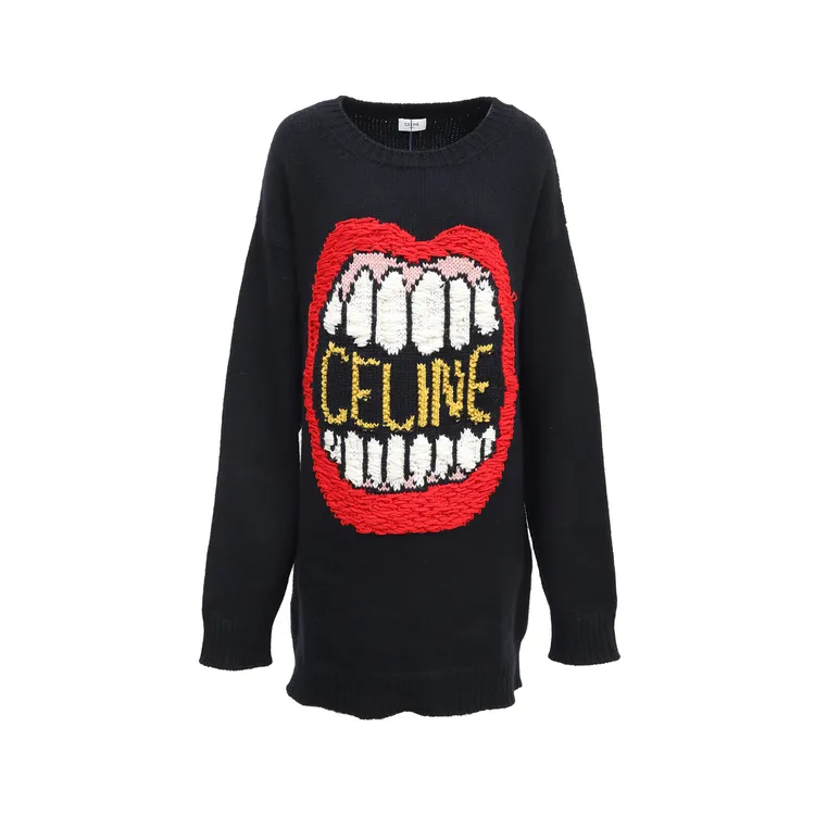 99新 Celine/思琳 【活动】毛衣 黑色 羊毛拼山羊皮 XS P234140393