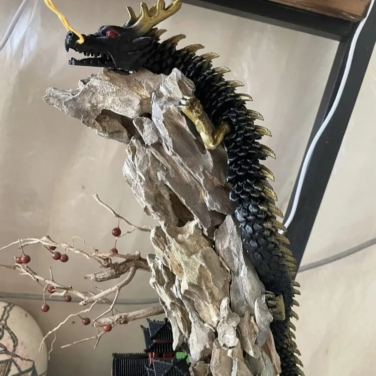 中国龙3D打印五爪龙可张嘴鱼缸车载摆件关节手办网红创意悬浮摆件