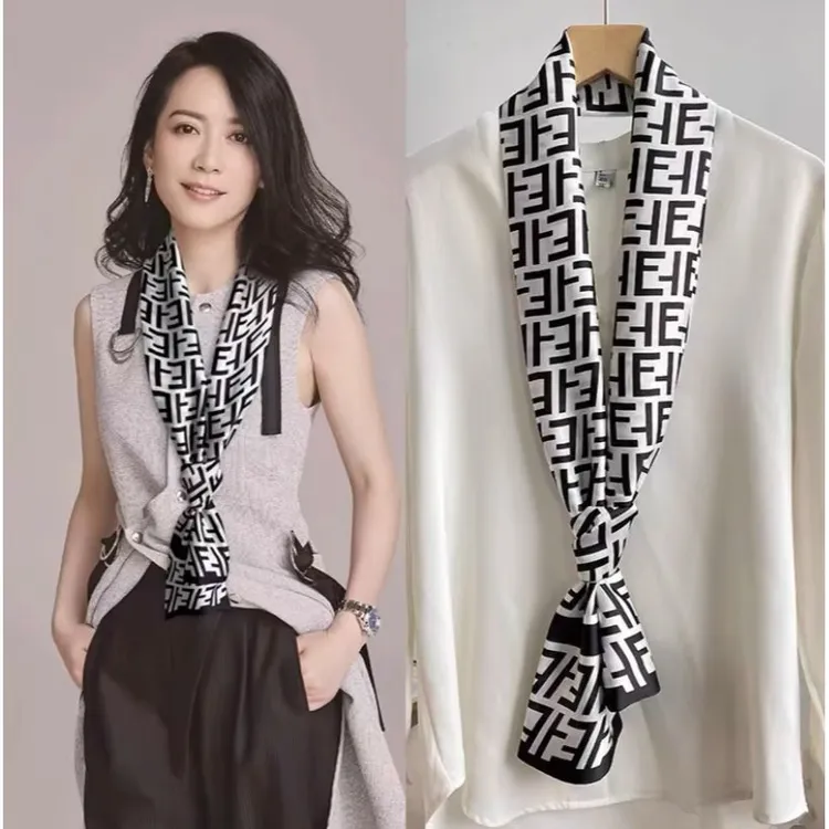 明星同款丝巾小长条女春秋洋气时尚护颈领巾新款高档百搭衬衫围巾