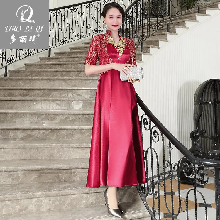 婚礼妈妈礼服喜婆婆婚宴装2025新款走秀旗袍年轻款高端气质日常夏
