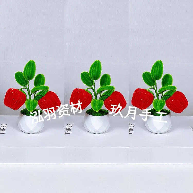 【玖月手工推荐】七彩平安果红苹果（中号）小盆栽材料包diy（非成品）