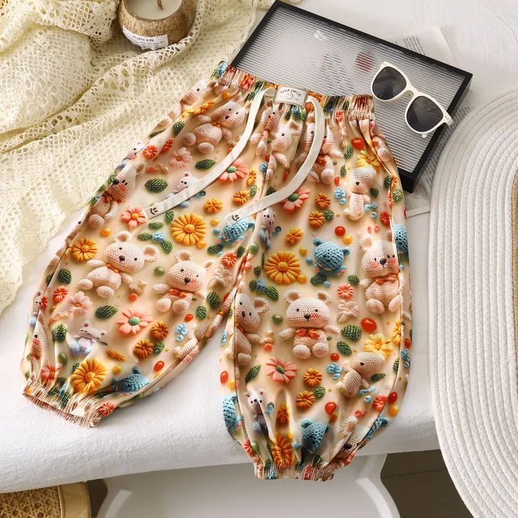 儿童夏季新款男女宝宝防蚊束脚裤宽松时尚洋气碎花透气薄款