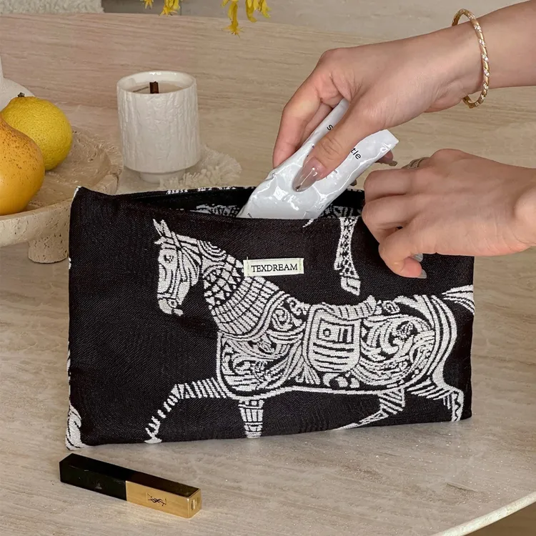 TEXDREAM黑色布艺轻奢化妆品网红百搭收纳袋家用收纳创意简约袋