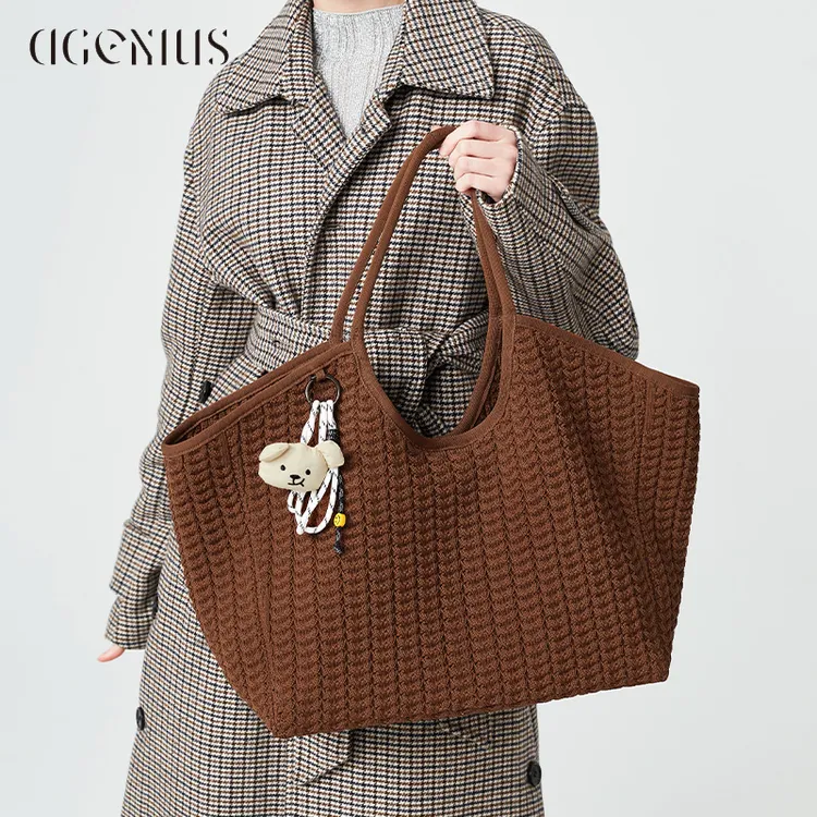 DGENIUS原创包包女式2025新款编织单肩腋下包通勤小狗手提托特包