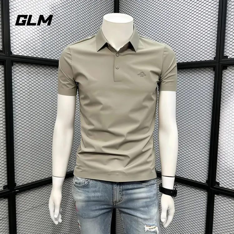 GLM夏季冰丝polo衫男款商务休闲翻领短袖t恤男士商务潮流纯色半袖