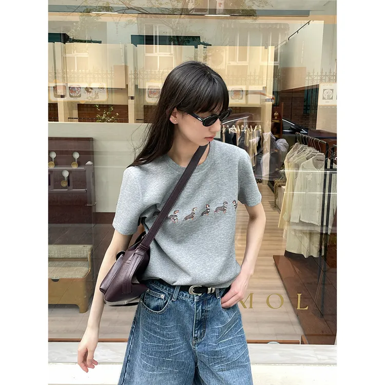 JCCC影子【腊肠小狗】两色狗狗印花弹力短袖T恤JE5CST10