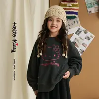 辰辰妈【蜜桃线条】女童Kitty猫摇粒绒圆领卫衣秋亲子装上衣8767DH