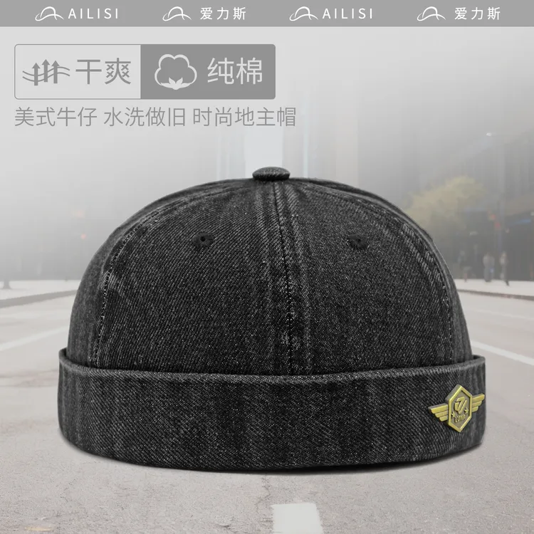 爱力斯牛仔复古做旧地主帽男女通用春秋街头水洗不褪色嘻哈瓜皮帽