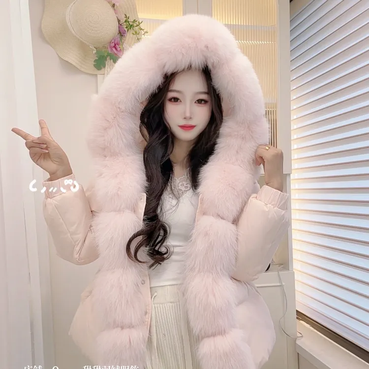 【雪域精灵】鹅绒加厚保暖外套新款洋气百搭时尚狐狸毛收腰羽绒服