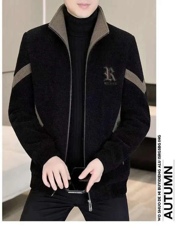 男士毛呢外套冬季加绒加厚外套保暖立领夹克