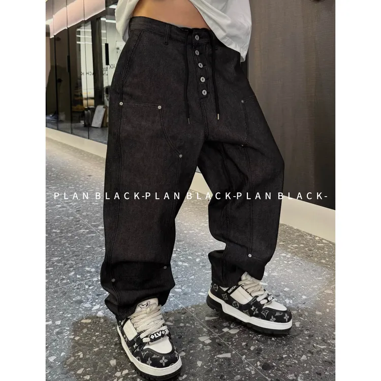 RICH陈发财【认养一条牛】马毛口袋拼接！品控潮搭高级男牛仔裤8193