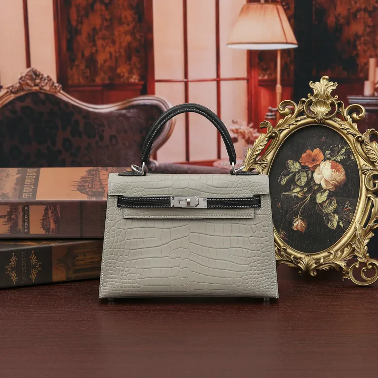 哑光雾面暹罗鳄鱼皮女包时尚潮流女士手提包真皮凯丽包单肩斜挎包