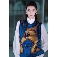 35-宝儿家含幂BJ103025308秋冬款国潮风漳绒贵气优雅绒机编织马甲