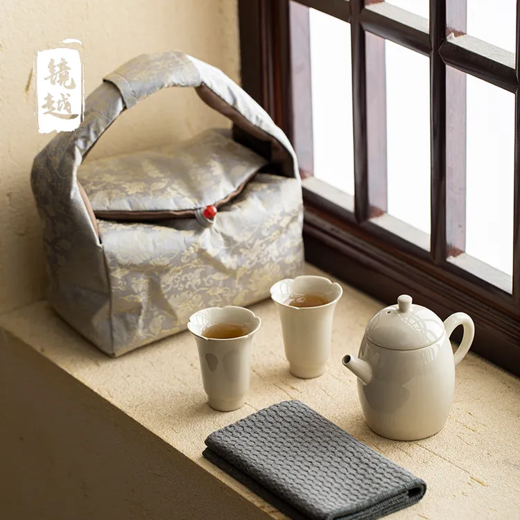 草木灰茶壶盖碗套装一壶二杯陶瓷户外功夫茶具套装女一二人饮