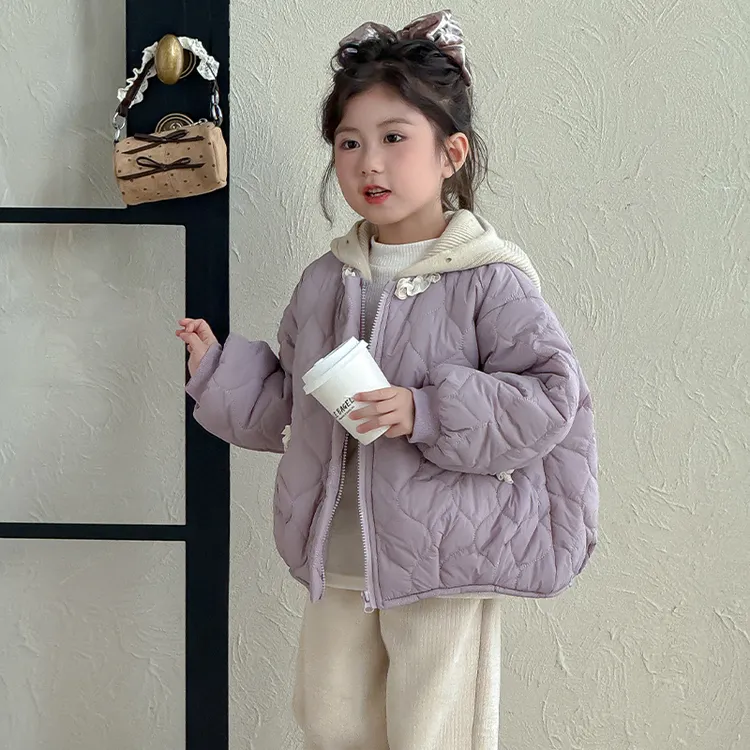 女童外套加厚2025秋冬款儿童夹棉连帽冬装女宝宝秋季休闲韩版上衣