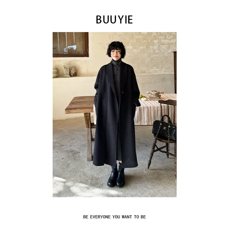 BUUYIE【黯绒】羊绒羊毛大衣氛围感长款高级百搭秋冬新款251286