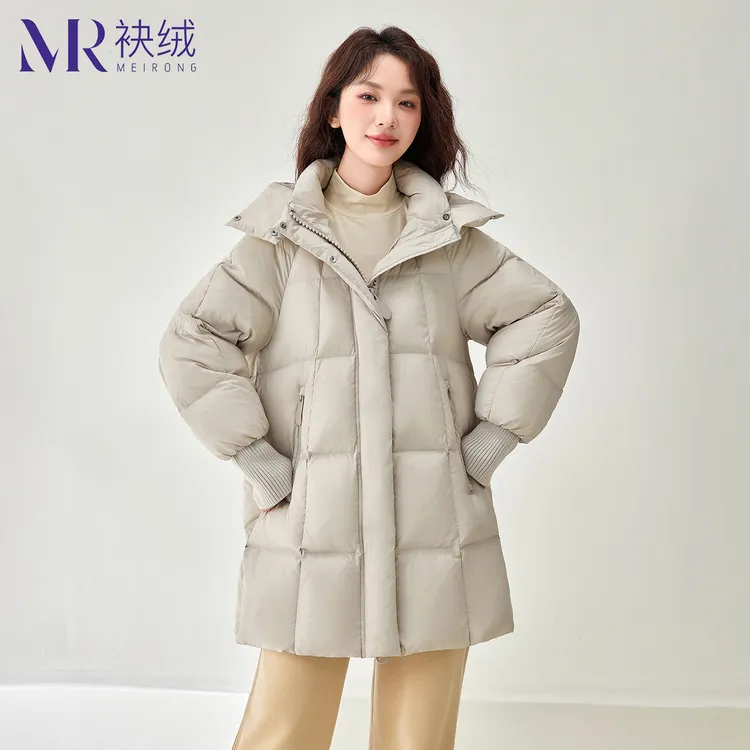 【MR·袂绒】90绒中长款羽绒服女2025新款连帽加厚秋冬保暖百搭外套1