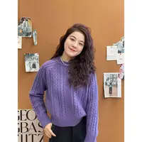 WenWen小个子2025秋冬新款百搭气质螺纹针织上衣毛衣4669