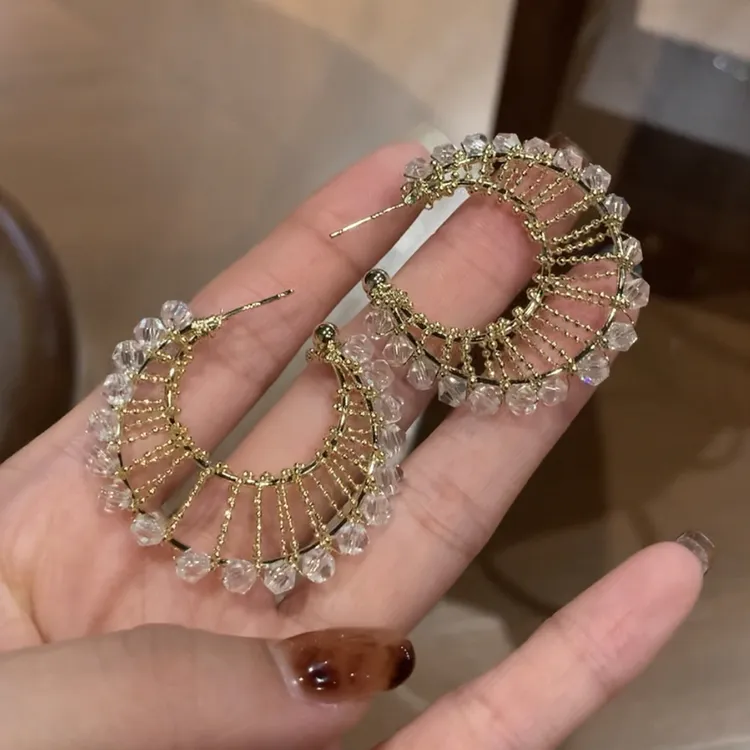 铜合金耳饰 【金晶月弧】小众吸睛独特耳饰