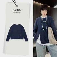 【DZBM】2025秋季新款圆领混纺金线测拼接半拉链圆领毛衣-S5255