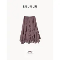 LIUJIUJIU 韩版设计师不规则波浪褶少女时尚显瘦半身裙BQ4503L