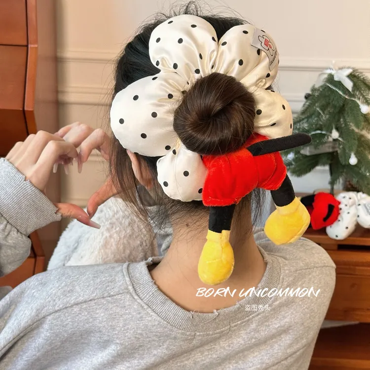 屁屁花朵波点发圈大肠圈公主落难可爱毛绒丸子头扎头绳发饰女