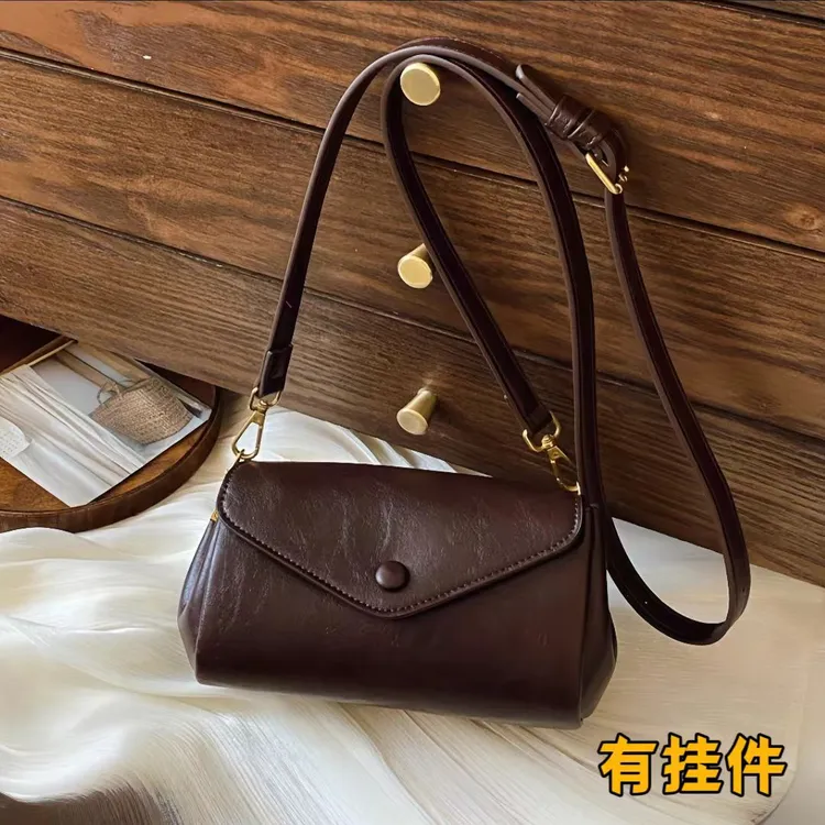 2025新款多隔层单肩包气质百搭斜挎包休闲简约通勤软皮风琴包包女