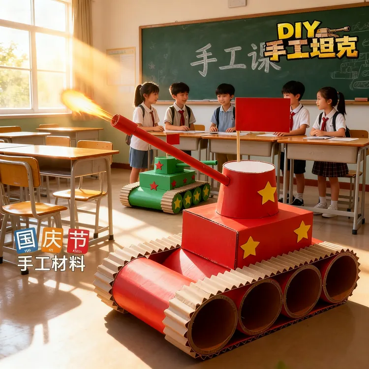 国庆节新款幼儿园手工diy坦克材料包儿童益智玩具小学生手工作品8