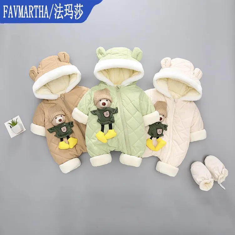 婴儿秋冬连体衣加厚保暖外出抱衣新生儿冬装宝宝衣服爬服冬季
