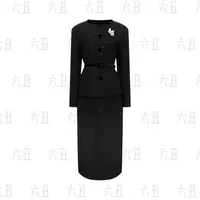 【六丑】新款时尚气质显瘦百搭亮闪闪丝绒圆领套装509ATZ0171