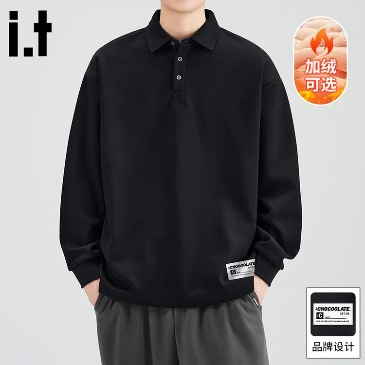 it :CHOCOOLATE美式潮流POLO领卫衣男士秋冬常规重磅宽松休闲上衣