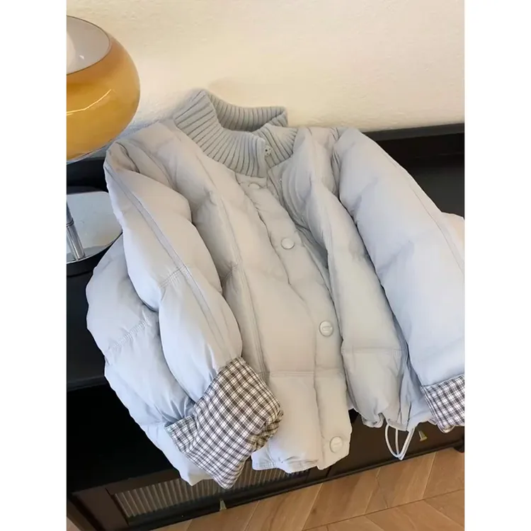 MARIE.COCO韩系穿搭针织拼接棉服女冬季新款百搭加厚保暖棉衣外套