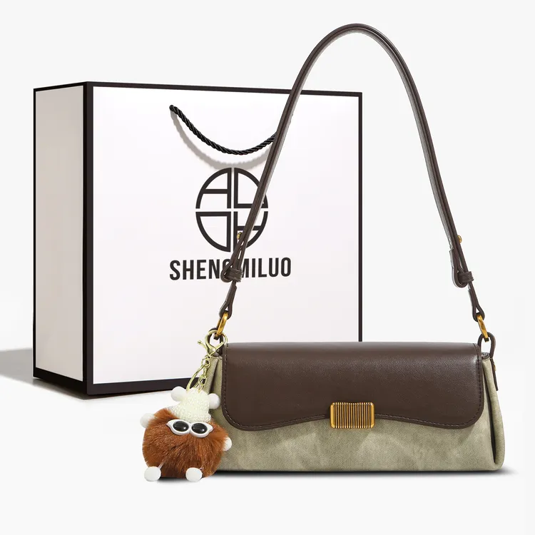 SHENGMILUO/圣米洛轻奢复古斜挎包包女小众设计感百搭单肩腋下包