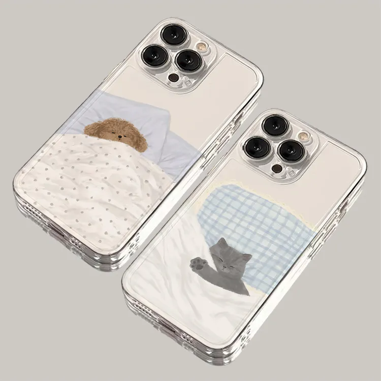 睡觉猫狗适用iphone16/15promax手机壳苹果13/14全包12/11防摔xr 