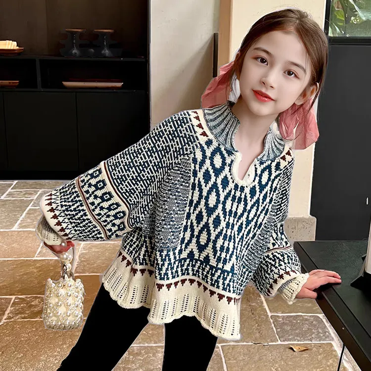 女童秋装毛衣新款儿童衣服洋气韩版针织衫女孩春秋款外穿时尚上衣