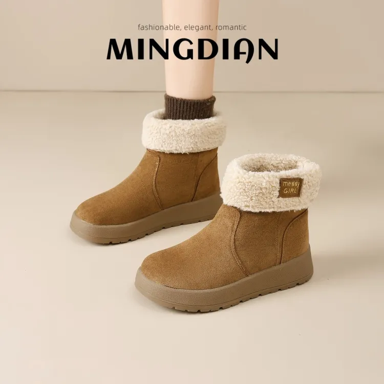 MEDD/名典新款雪地靴中筒棉鞋冬季加绒保暖时尚韩版短靴皮毛一体