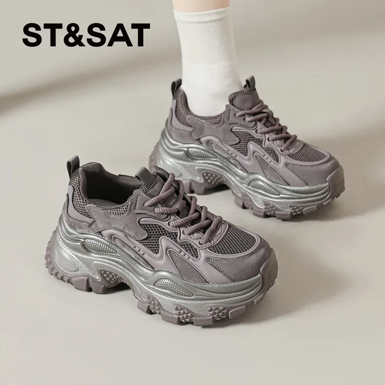 星期六厚底老爹鞋女2025新款秋季复古轻奢休闲鞋小个子增高运动鞋