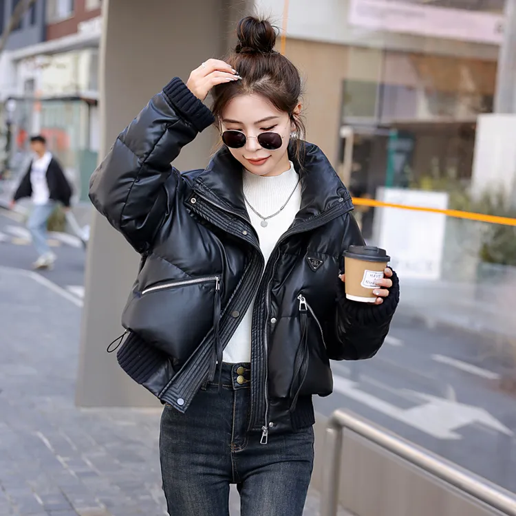 皮衣羽绒服女装2025冬季新款高端白鸭绒时尚洋气小个子夹克短外套