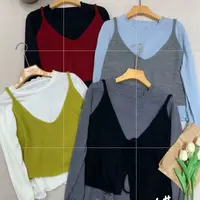 【丽鑫】韩版系带针织马甲背心开衫